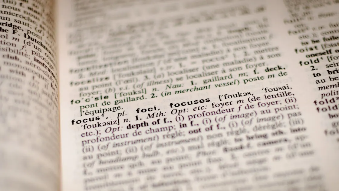 An open dictionary — the kind of word list our anagram solver checks your letters against